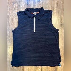 T by Talbots Slub Jersey Sleeveless Zip Polo